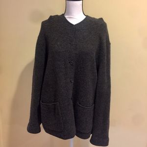 Eileen Fisher Gray Wool Hooded Jacket